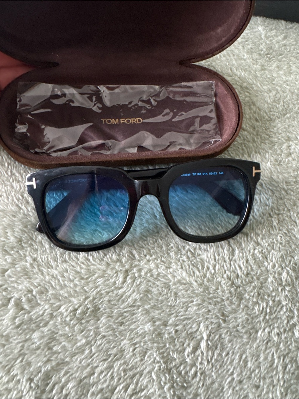 Tom Ford Black Frames with Blue Gradient Lenses